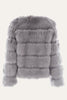 Załaduj obraz do przeglądarki galerii, Szary Puszysty Cropeed Szal Klapa Faux Fur Shearling Coat