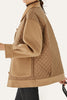 Załaduj obraz do przeglądarki galerii, Camel Patchwork Podwójna wełna pikowany przycięty płaszcz