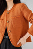 Załaduj obraz do przeglądarki galerii, Pomarańczowy Tweedowy Szal Lapel Button Przycięty Płaszcz Damski
