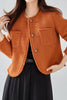 Załaduj obraz do przeglądarki galerii, Pomarańczowy Tweedowy Szal Lapel Button Przycięty Płaszcz Damski
