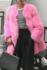 Załaduj obraz do przeglądarki galerii, Gorący różowy szal klapa oversize sztuczne futro damski płaszcz
