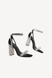 Rhinestone Chunky Heel One Buckle Seksowne sandały na obcasie