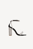 Rhinestone Chunky Heel One Buckle Seksowne sandały na obcasie