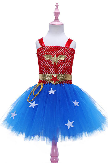 Czerwona i niebieska gwiazda Tiulowa sukienka na Halloween