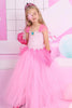 Załaduj obraz do przeglądarki galerii, Glitter Pink Tulle Long Girl Halloween Dress Set