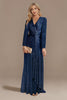 Załaduj obraz do przeglądarki galerii, Glitter Navy Suknia Matki Panny Młodej z długim rękawem
