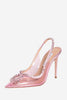 Załaduj obraz do przeglądarki galerii, Rhinestone Pink Spiczaste palce Sandały Stiletto