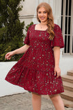 Linia Kwadratowy Dekolt Zielony Aksamitny Plus Size Xmas Sukienka