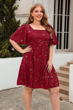 Linia Kwadratowy Dekolt Zielony Aksamitny Plus Size Xmas Sukienka