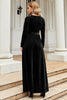 Załaduj obraz do przeglądarki galerii, Linia Jewel Neck Czarna Aksamitna Sukienka Świąteczna