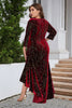 Załaduj obraz do przeglądarki galerii, Czarna Aksamitna Sukienka Świąteczna W Dużych Rozmiarach