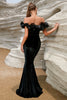 Załaduj obraz do przeglądarki galerii, Czarna Syrenka Sukienki Na Studniówke z Odkrytymi Ramionami
