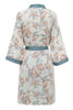 Załaduj obraz do przeglądarki galerii, Biała Szlafrok Kimono Ślubny w Kwiaty z Rękawem