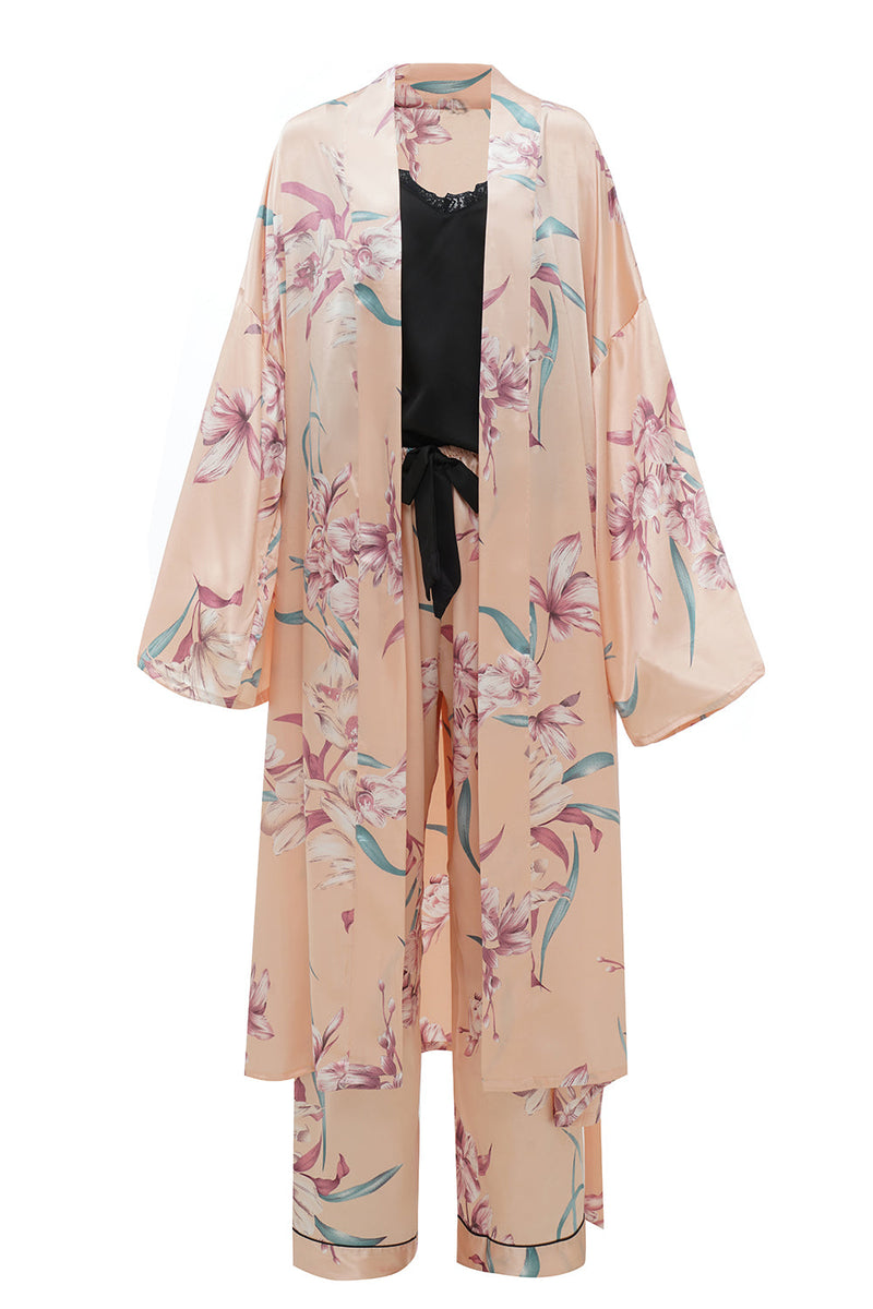 Załaduj obraz do przeglądarki galerii, Zielone Szlafrok Kimono Ślubny w Kwiaty z Rękaw