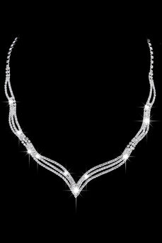 Srebrny kryształowy naszyjnik Kolczyki Zestaw biżuterii
