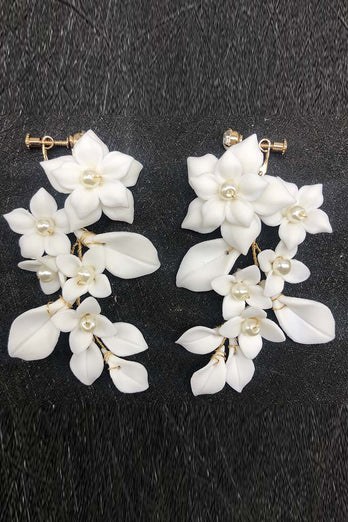 Kolczyki Biała Kwiat Kolczyki Wiszące