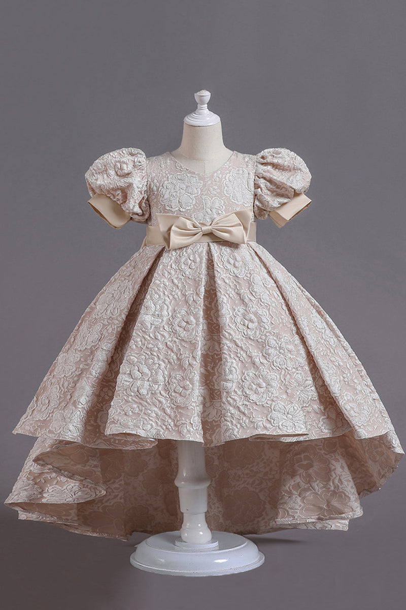 Załaduj obraz do przeglądarki galerii, Biała Dekolt V Sukienki Dla Dziewczynek z Krótki Rękaw