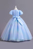 Załaduj obraz do przeglądarki galerii, Niebieska Sukienki Dla Dziewczynek z Cekinami z Krótki Rękaw