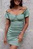 Załaduj obraz do przeglądarki galerii, Zielona Mini Sukienki Ołówkowe z Odkrytymi Ramionami