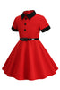 Załaduj obraz do przeglądarki galerii, Czerwona Sukienka Vintage Dla Dziewczynki z Krótki Rękaw