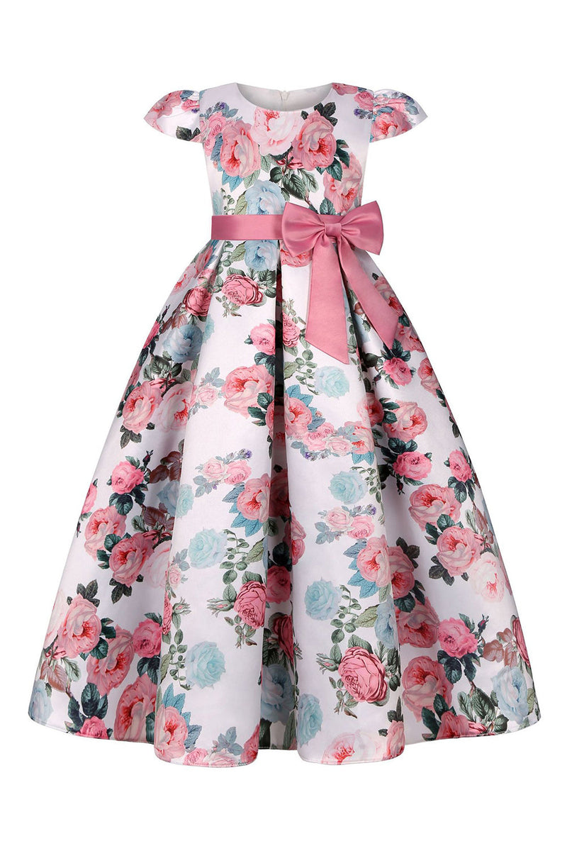 Załaduj obraz do przeglądarki galerii, Rumieniec Kwiatowy Nadruk Sukienki Dla Dziewczynek