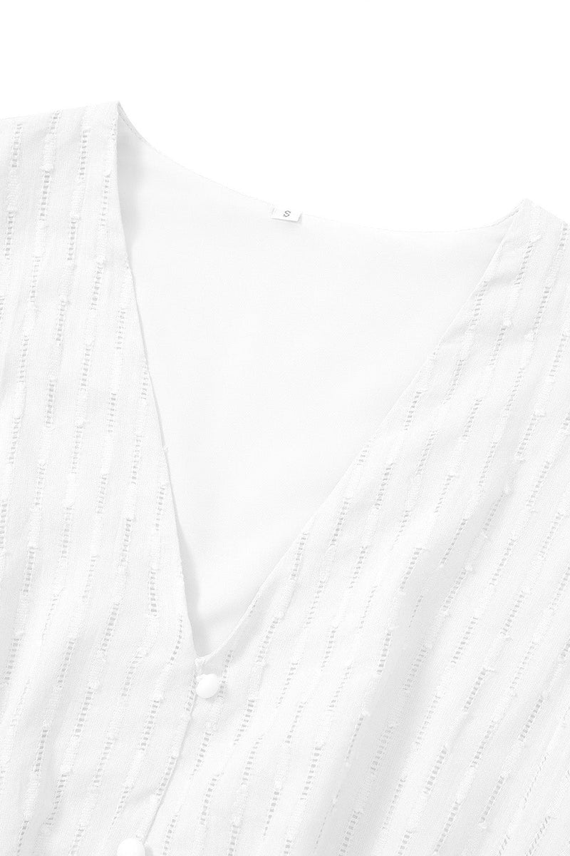 Załaduj obraz do przeglądarki galerii, Biała Letnia Sukienka Midi Z Dekoltem W Serek