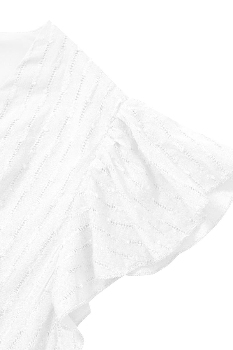 Załaduj obraz do przeglądarki galerii, Biała Letnia Sukienka Midi Z Dekoltem W Serek