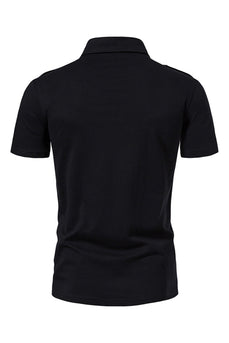 Czarne bluzki z krótkim rękawem Slim Fit dla mężczyzn