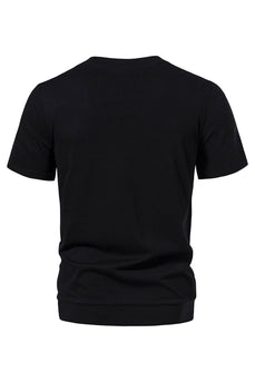 Black Patchwork Casual Summer T-shirt męski