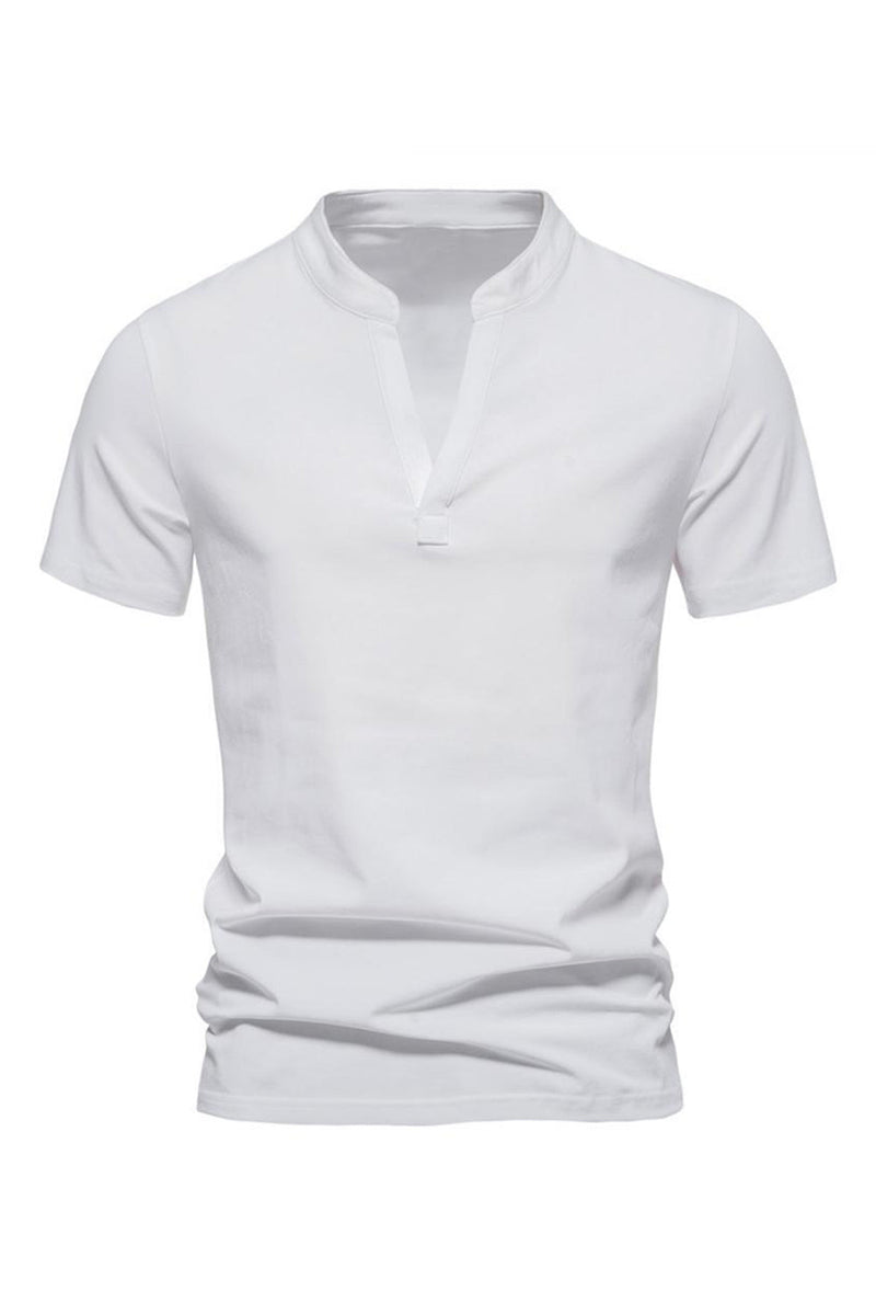 Załaduj obraz do przeglądarki galerii, V-neck Letnie bluzki z krótkim rękawem Męskie bluzki