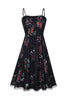 Załaduj obraz do przeglądarki galerii, Czarna sukienka z nadrukiem 1950s