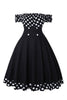Załaduj obraz do przeglądarki galerii, Off the Shoulder Polka Dots 1950s Sukienka