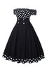 Załaduj obraz do przeglądarki galerii, Off the Shoulder Polka Dots 1950s Sukienka