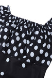 Off the Shoulder Polka Dots 1950s Sukienka