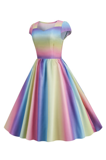 Kolorowa sukienka A Line Vintage 1950s