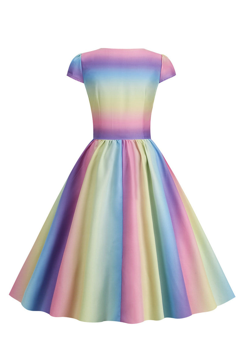 Załaduj obraz do przeglądarki galerii, Kolorowa sukienka A Line Vintage 1950s