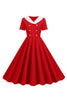 Załaduj obraz do przeglądarki galerii, Peter Pan Collar Swing 1950s Sukienka z krótkim rękawem
