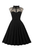 Załaduj obraz do przeglądarki galerii, Czarna sukienka A Line Vintage 1950s z guzikami