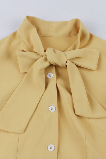 Żółta Sukienki Lata 50 Z Falbanami