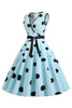 Załaduj obraz do przeglądarki galerii, Jasnoniebieskie Groszki Vintage Sukienki Lata 50