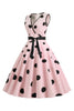 Załaduj obraz do przeglądarki galerii, Jasnoniebieskie Groszki Vintage Sukienki Lata 50