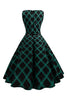 Załaduj obraz do przeglądarki galerii, Zielona Sukienki Lata 50 w Kratkę Bez Rękawów