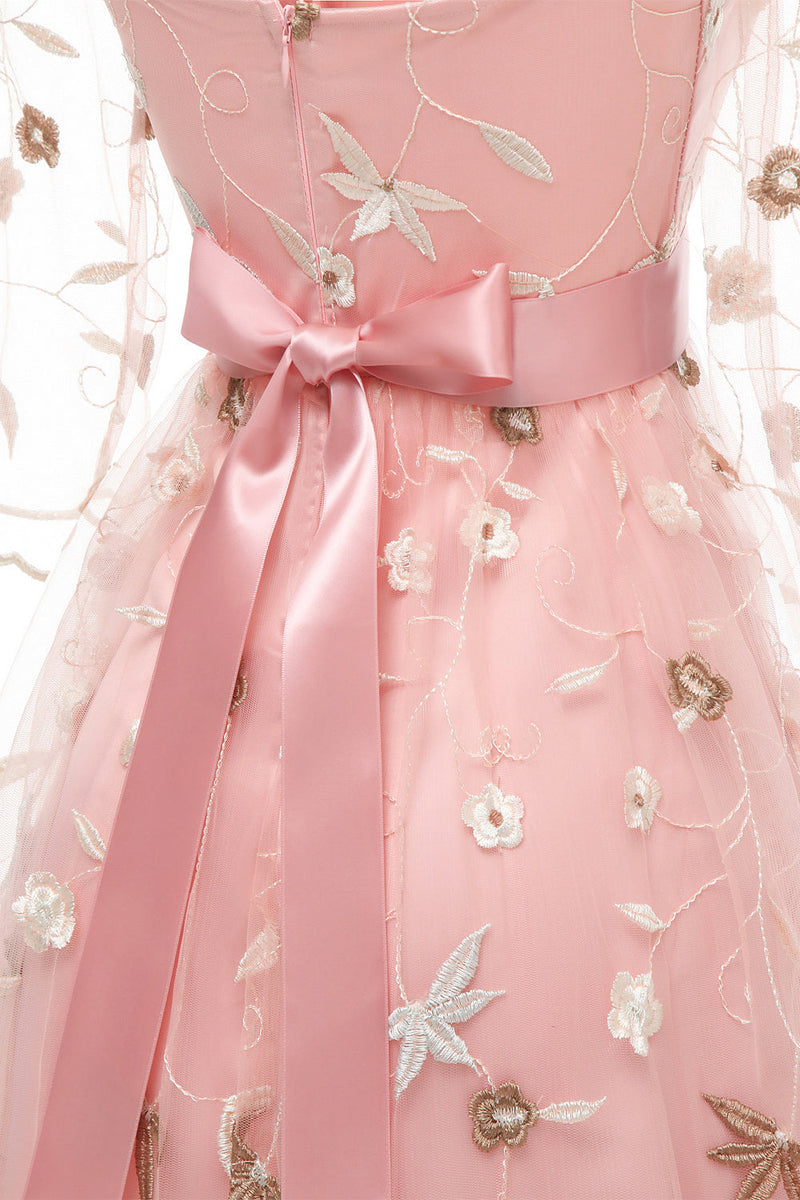Załaduj obraz do przeglądarki galerii, Linia Kwadratowa Dekolt Różowa Sukienki Lata 50 Z Półrękawami