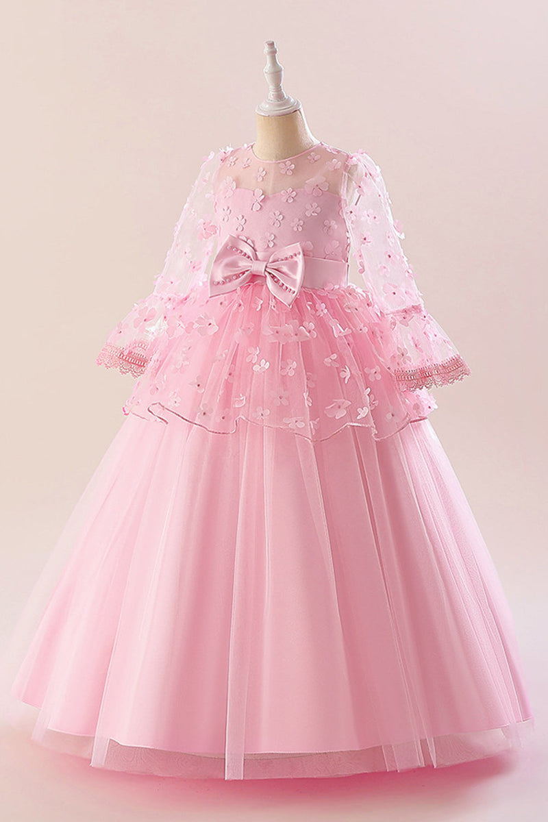 Załaduj obraz do przeglądarki galerii, Różowa Tiulowa Sukienka Imprezowa Z Aplikacjami
