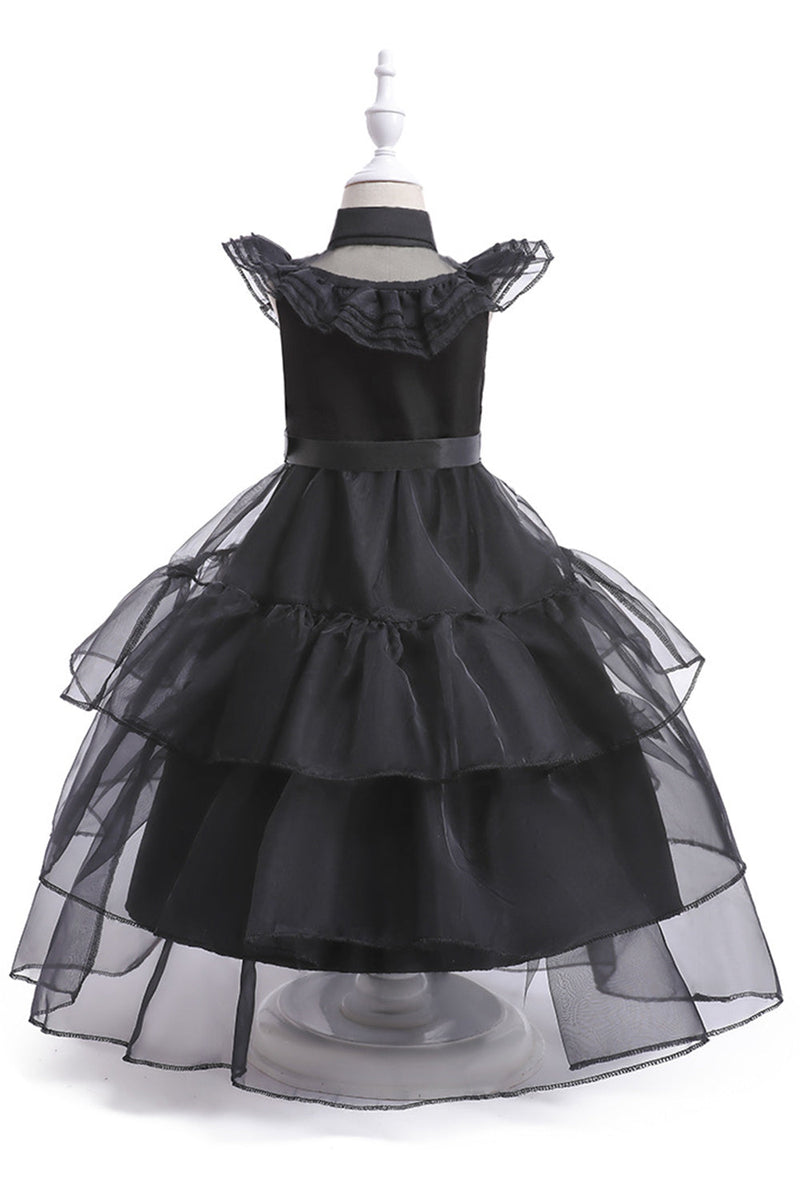 Załaduj obraz do przeglądarki galerii, Tiulowa Czarny Sukienki Dla Dziewczynek z Paskiem