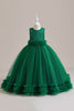 Załaduj obraz do przeglądarki galerii, Tiulowa Zielona Sukienki Dla Dziewczynek z Koronką Bez Rękawów