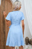 Załaduj obraz do przeglądarki galerii, Dekolt V Niebieska Sukienki Letnie W Groszki z Krótki Rękaw
