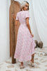 Załaduj obraz do przeglądarki galerii, Różowa Sukienka Maxi W Kwiaty z Krótki Rękaw