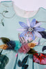 Załaduj obraz do przeglądarki galerii, Kwiatowy Nadruk Niebieska Sukienki Dla Dziewczynek w Kształcie Litery A