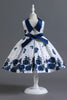 Załaduj obraz do przeglądarki galerii, Niebieska Druk Sukienki Dla Dziewczynek w Kształcie Litery A